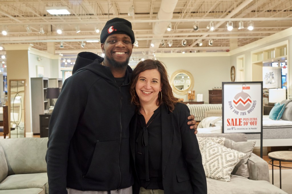Jen with Boston Interiors client Mohamed Sanu